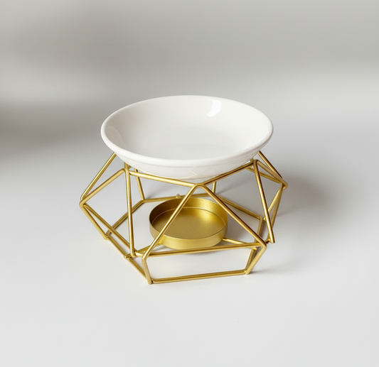 Brûleur de parfum – Structure géométrique - doré