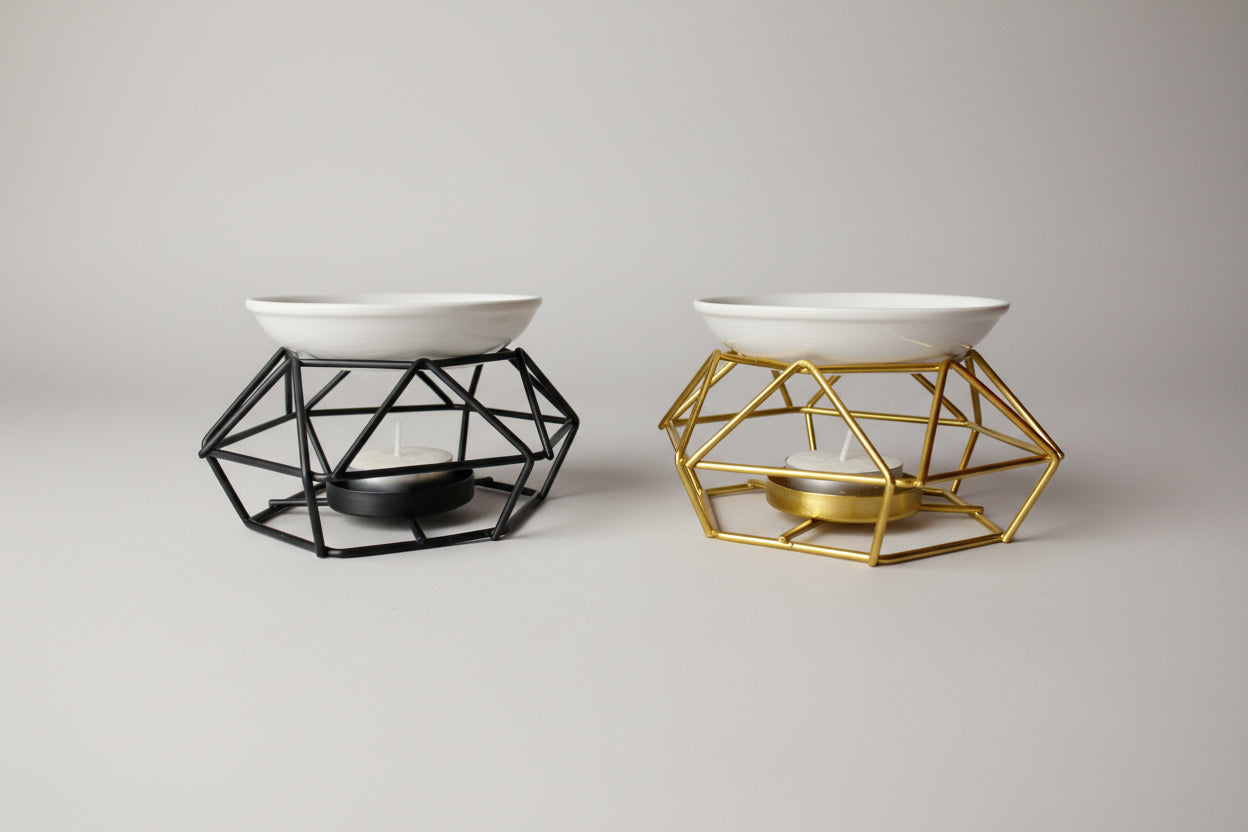 Brûleur de parfum – Structure géométrique - noir