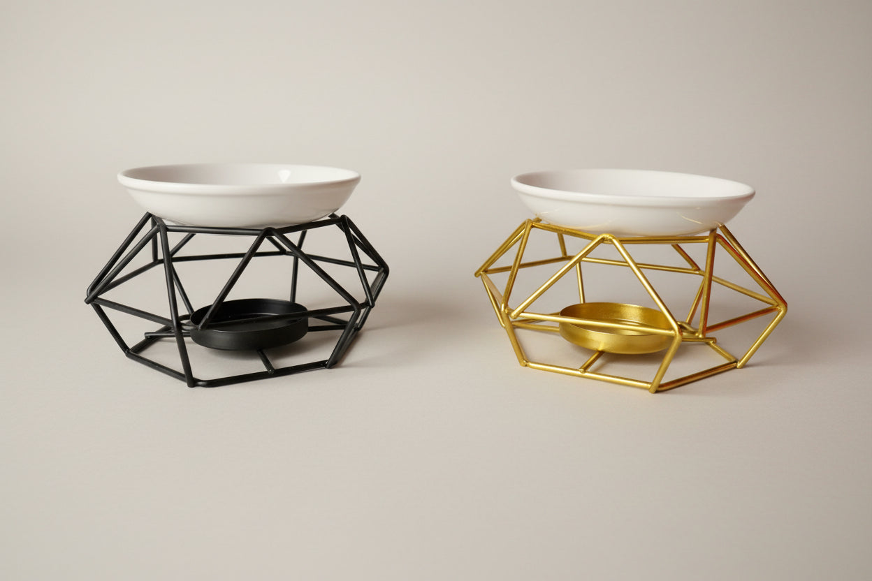 Brûleur de parfum – Structure géométrique - noir