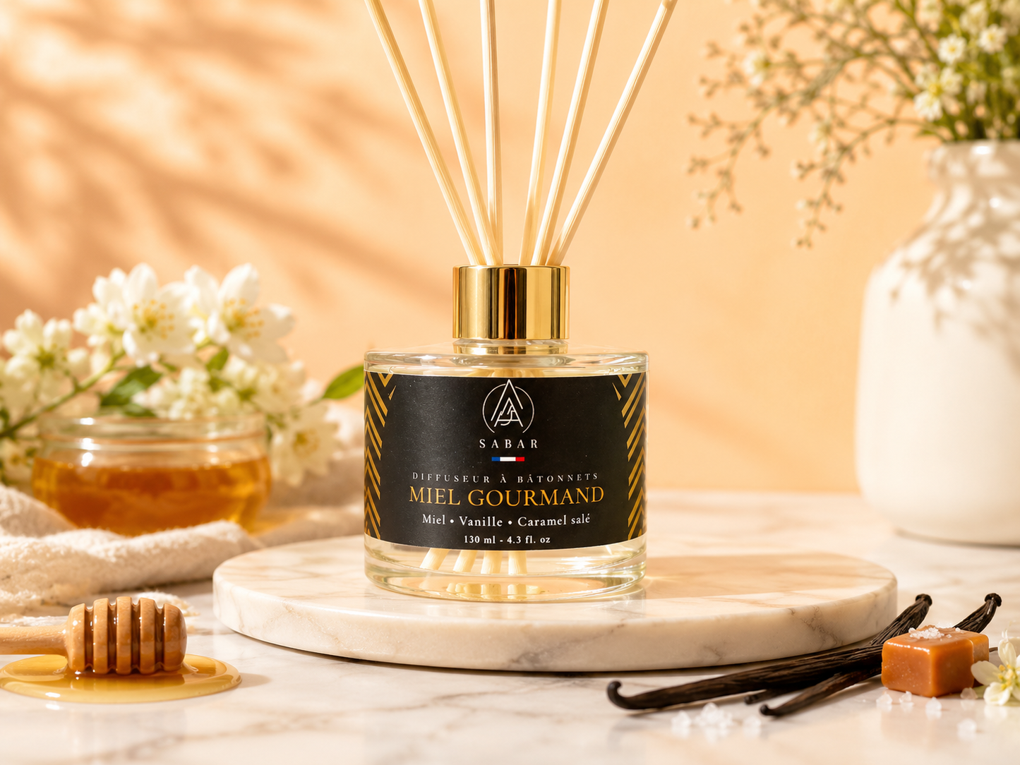 Diffuseur à batonnets - Miel Gourmand - 130 ml